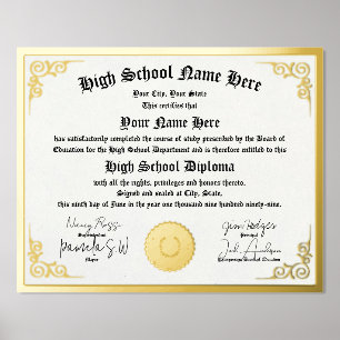 Echte folie High School Diploma, GED, homeschool p Afdrukken