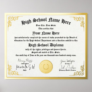 Echte folie High School Diploma, GED, homeschool p Afdrukken
