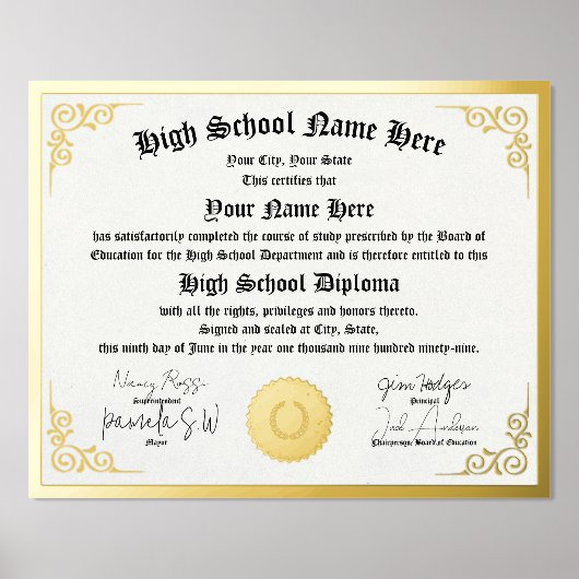 Echte folie High School Diploma, GED, homeschool p Folie Afdrukken (Voorkant)