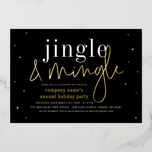 Echte Folie Jingle Mingle Corporate Kerstparty Folie Uitnodiging (Voorkant)