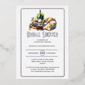 Echte folie kaaswijn waterverf wijnmakerij zilver folie uitnodiging (Voorkant)