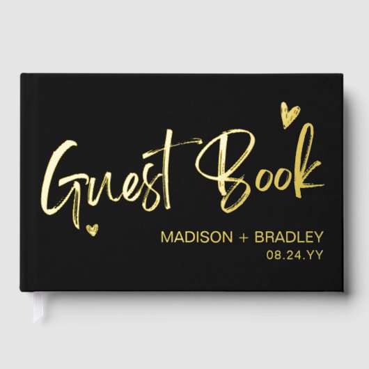 Echte Folie kalligrafie Script Modern Wedding Gastenboek (Voorkant)