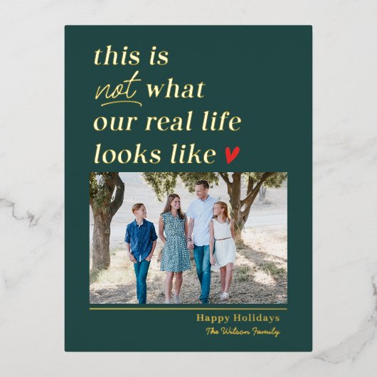 Echte Folie kerstfeestdag foto Briefkaart (Voorkant)