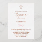 echte folie kleine roze boog Doop Folie Uitnodiging (Voorkant)