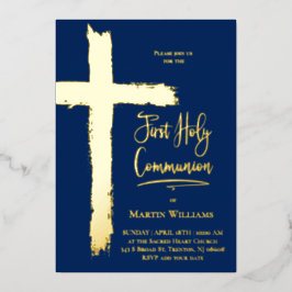 Echte folie Kruis Eerste Heilige Communie Folie Uitnodiging