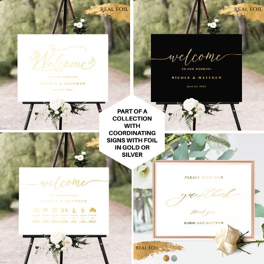Echte Folie, laten we de Elegant Wedding Sign vier Folie Afdrukken