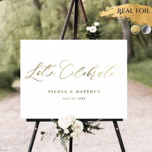 Echte Folie, laten we de Elegant Wedding Sign vier Folie Afdrukken