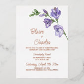 Echte Folie lavendel en groene huwelijksuitnodigin Folie Uitnodiging (Voorkant)
