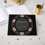 Echte Folie Luxe Poker Chip Casino Bachelorfeest Gastenboek<br><div class="desc">Echte Folie! Aanraken met sprankel en klasse! Ons ontwerp bevat een uniek pokerchipontwerp versierd met namaakgoud voor een luxe uitstraling,  op een zwarte achtergrond. Gebruik de personalisatietool om uw informatie toe te voegen. Ga voor meer naar mijn Poker Casino Collectie.</div>