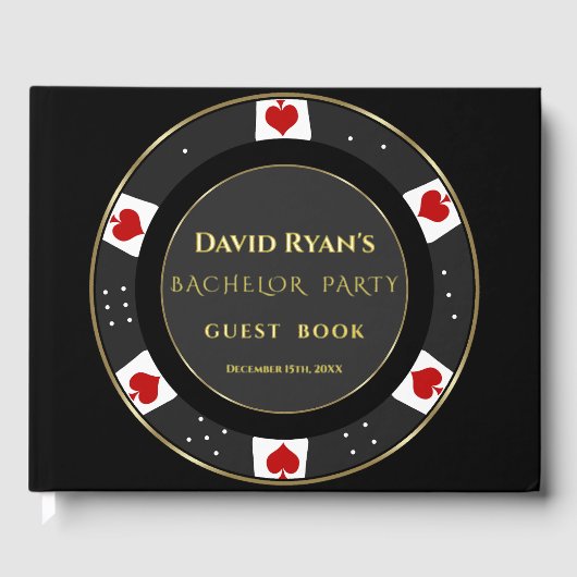 Echte Folie Luxe Poker Chip Casino Bachelorfeest Gastenboek (Voorkant)
