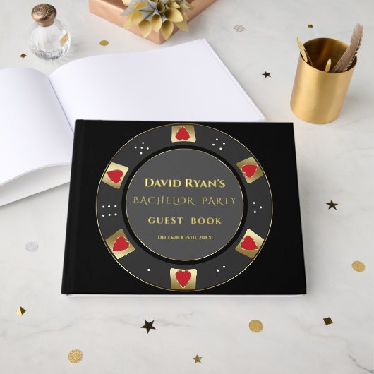 Echte Folie Luxe Poker Chip Casino Bachelorfeest Gastenboek (Voorkant open)