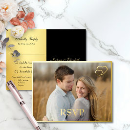 Echte Folie met Faux Folie Terug Modern Wedding RS Folie Uitnodiging Briefkaart