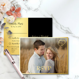 Echte Folie met Faux Folie Terug Modern Wedding RS Folie Uitnodiging Briefkaart