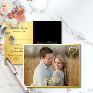 Echte Folie met Faux Folie Terug Modern Wedding RS Uitnodiging Briefkaart