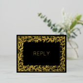 Echte Folie Minimal Leaf Foliage Meal RSVP Folie Uitnodiging Briefkaart (Staand Voorkant)