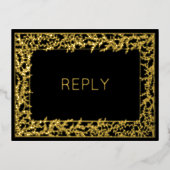 Echte Folie Minimal Leaf Foliage Meal RSVP Folie Uitnodiging Briefkaart (Voorkant)