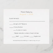 Echte Folie Minimal Leaf Foliage Meal RSVP Uitnodiging Briefkaart (Achterkant)