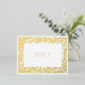 Echte Folie Minimal Leaf Foliage Meal RSVP Uitnodiging Briefkaart (Staand Voorkant)