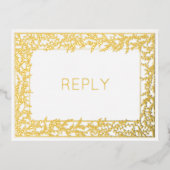 Echte Folie Minimal Leaf Foliage Meal RSVP Uitnodiging Briefkaart (Voorkant)