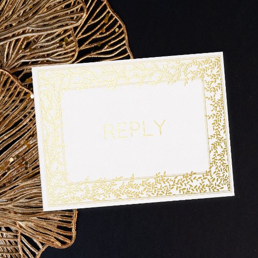 Echte Folie Minimal Leaf Foliage Meal RSVP Uitnodiging Briefkaart