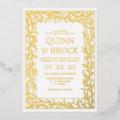 Echte Folie Minimal Leaf Gold Foliage Bruiloft Folie Uitnodiging (Voorkant)
