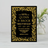 Echte Folie Minimal Leaf Gold Foliage Bruiloft Folie Uitnodiging (Staand Voorkant)