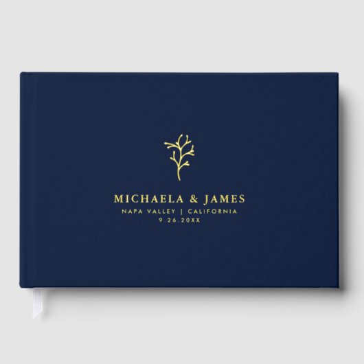 *ECHTE FOLIE* Minimalistisch Elegant Botanisch Huw Gastenboek (Voorkant)