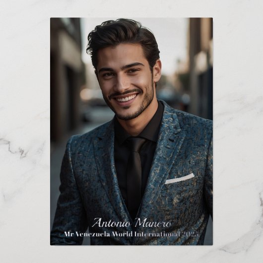 Echte Folie Minimalistische Pageant Promo Autograp Folie Uitnodiging (Voorkant)