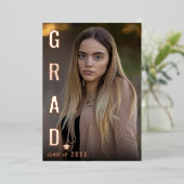 Echte Folie Modern AFSTUDEERDER Afstuderen Photo P Uitnodiging (Staand Voorkant)