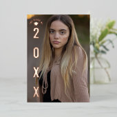 Echte Folie Modern Afstuderen Fotoaankondiging Folie Uitnodiging (Staand Voorkant)