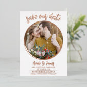 Echte Folie Modern Bewaar de datum Foto Bruiloft Folie Uitnodiging (Staand Voorkant)