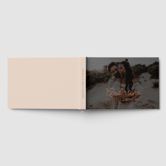 *ECHTE FOLIE* Modern Elegant Script Roos bruiloft Gastenboek (Volledig)