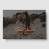 *ECHTE FOLIE* Modern Elegant Script Roos bruiloft Gastenboek (Voorkant)