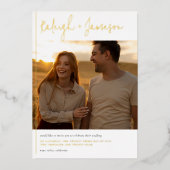 Echte Folie Moderne Manuscript Typografie 2 Fotobr Uitnodiging (Voorkant)