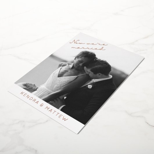 Echte Folie Moderne Trouw Elopement Aankondiging (Gedraaid)