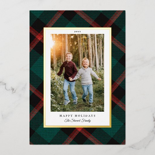 Echte Folie Prettige feestdagen Rode Groene Plaid (Voorkant)
