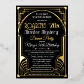 Echte Folie Roaring 20s Murder Mystery Invitation Folie Uitnodiging (Voorkant)