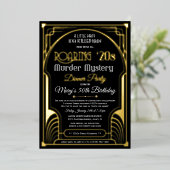 Echte Folie Roaring 20s Murder Mystery Invitation Uitnodiging (Staand Voorkant)