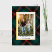 Echte Folie Rood Groen Plaid Christmas Feestdagenkaart (Voorkant)