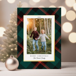 Echte Folie Rood Groen Plaid Christmas Feestdagenkaart