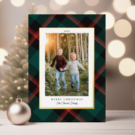 Echte Folie Rood Groen Plaid Christmas Feestdagenkaart