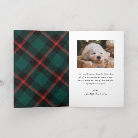 Echte Folie Rood Groen Plaid Christmas Folie Feestdagenkaart (Binnenlaag)