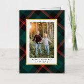 Echte Folie Rood Groen Plaid Christmas Folie Feestdagenkaart (Voorkant)