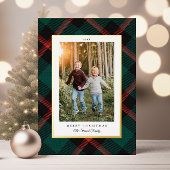 Echte Folie Rood Groen Plaid Christmas Folie Feestdagenkaart