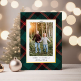 Echte Folie Rood Groen Plaid Vrolijk Kerstfeest Feestdagenkaart