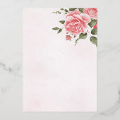 Echte Folie Roze Bloemige Wijn Bruidsfeest Uitnodiging (Achterkant)