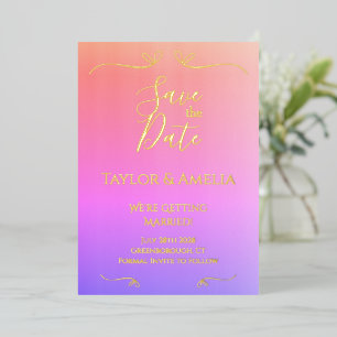 Echte Folie Roze ombre Wedding sparen de Datum uit Uitnodiging