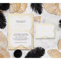 Echte Folie RSVP Art Deco Geometrisch Gouden Folie