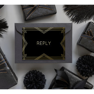 Echte Folie RSVP Art Deco Geometrische Gouden Foli Folie Uitnodiging Briefkaart