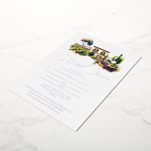 Echte folie rustieke wijnmakerij vrijgezellenfeest folie uitnodiging (Gedraaid)